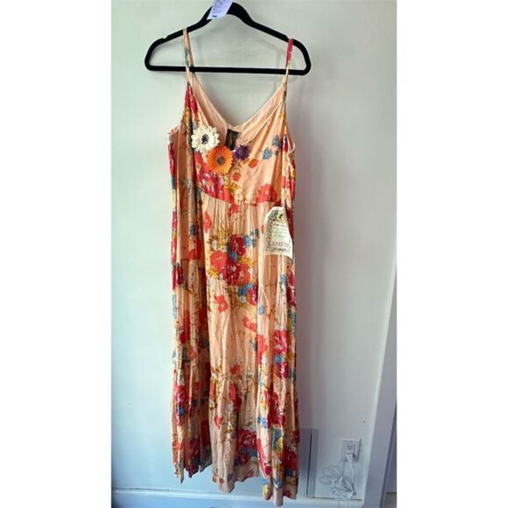 Aratta Atacama Midi Dress M Orange Floral Summer Casual